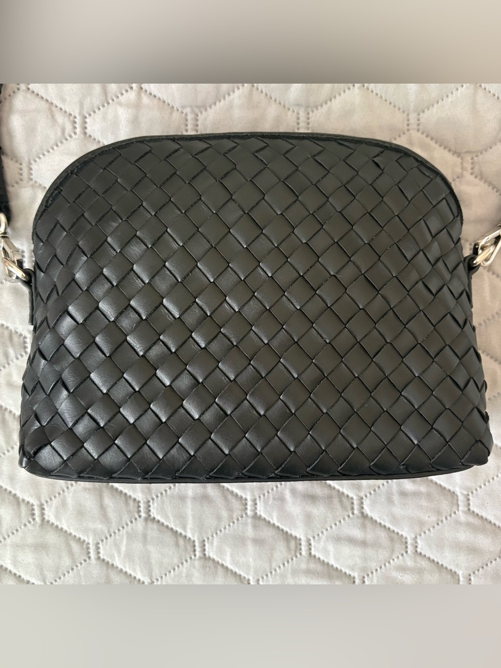 Dragon Diffusion Chunky Fellini Black Woven Leather Crossbody Pouchette - Picture 2 of 8